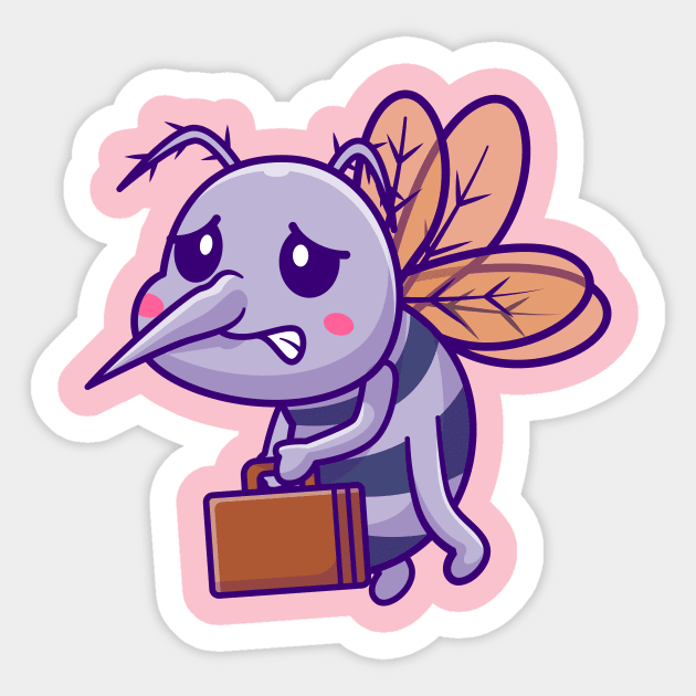 Cute Mosquito Jobless Holding Suitcase Cartoon Sticker by Catalyst Labs